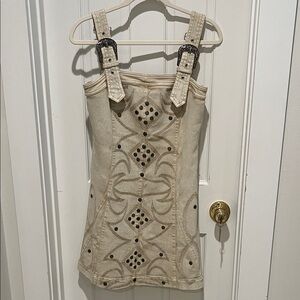 Blue B Studded Western Denim Mini Dress - Size Small